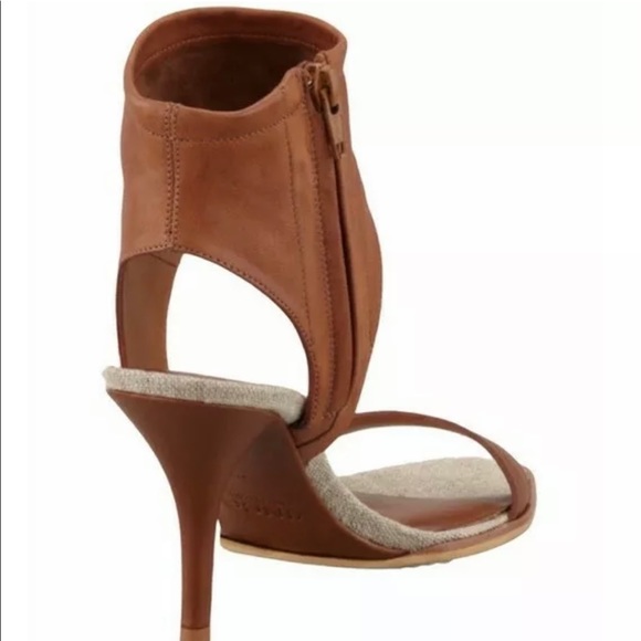 Vince Ankle Cuff Sandals Heels Brown,8 side zipper - Picture 5 of 16